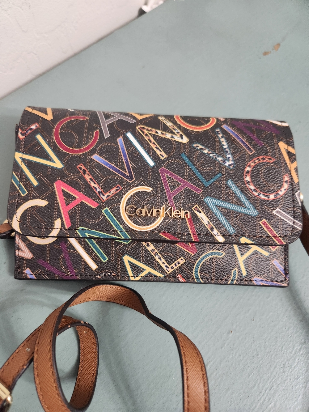Calvin Klein Multicolor Logo Print Crossbody Bag - Black Base